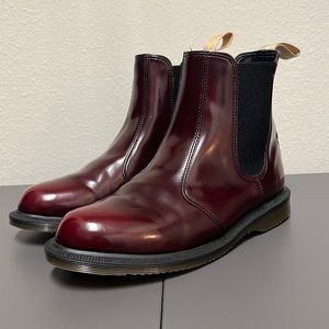Doc Marten vegan flora Chelsea boot in dark cherry, US women’s size 8